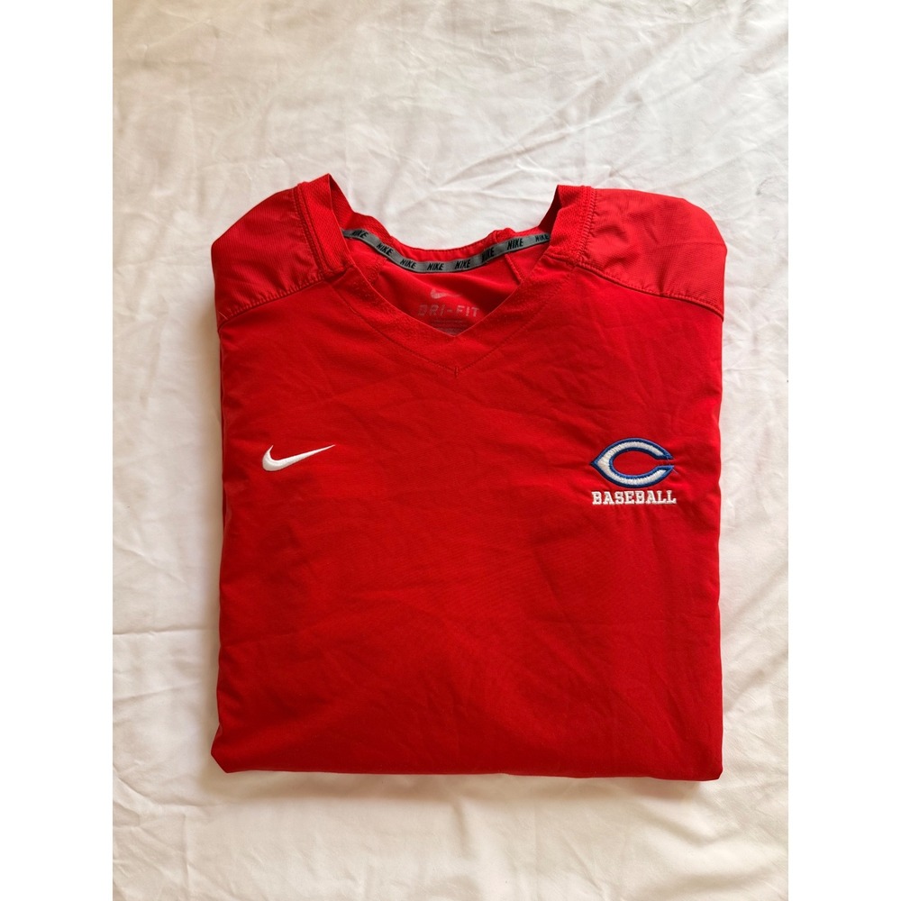 Nike Cincinnati reds Baseball Dri-FIT Red Windshirt Pullover V-Neck Mens XL